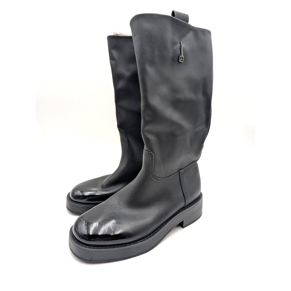 Franco Sarto Trevi Mid Shaft Boots Side Zip Women's Black Size US8.5M EU39